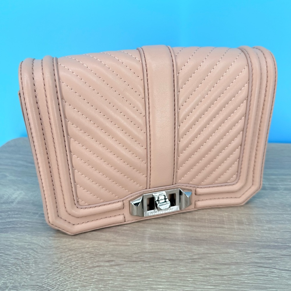 Rebecca Minkoff Small Love Chevron Quilted Leather Crossbody Bag - Blush Pink